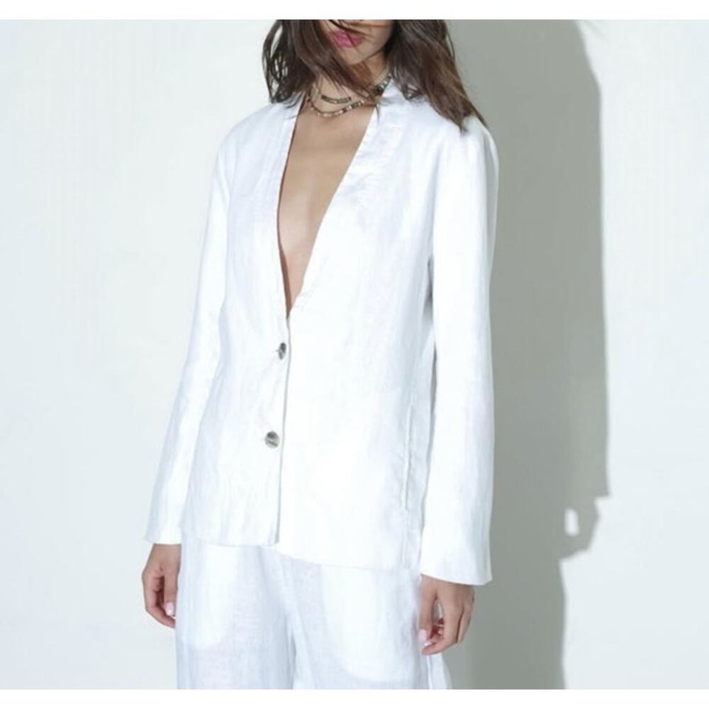 XiRENA White Linen Blazer Jacket
